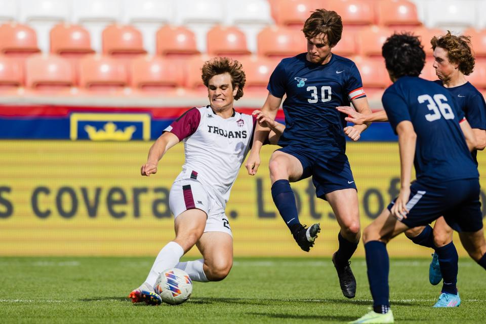 Juan Diego Catholic plays Morgan during the 3A boys soccer championship game at America First Field in Sandy on May 12, 2023. | Ryan Sun, Deseret News