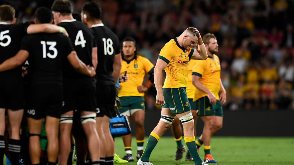 Seen here, Lachie Swinton leaves the field after a first half red card.