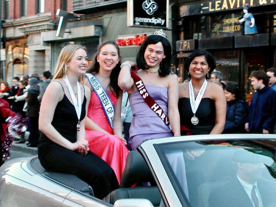 the author at age 21 or 22, competing in the miss harvard pageant