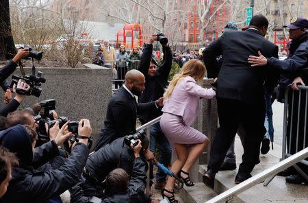 Stormy Daniels enters federal court in the Manhattan borough of New York City, New York, U.S., April 16, 2018. REUTERS/Lucas Jackson