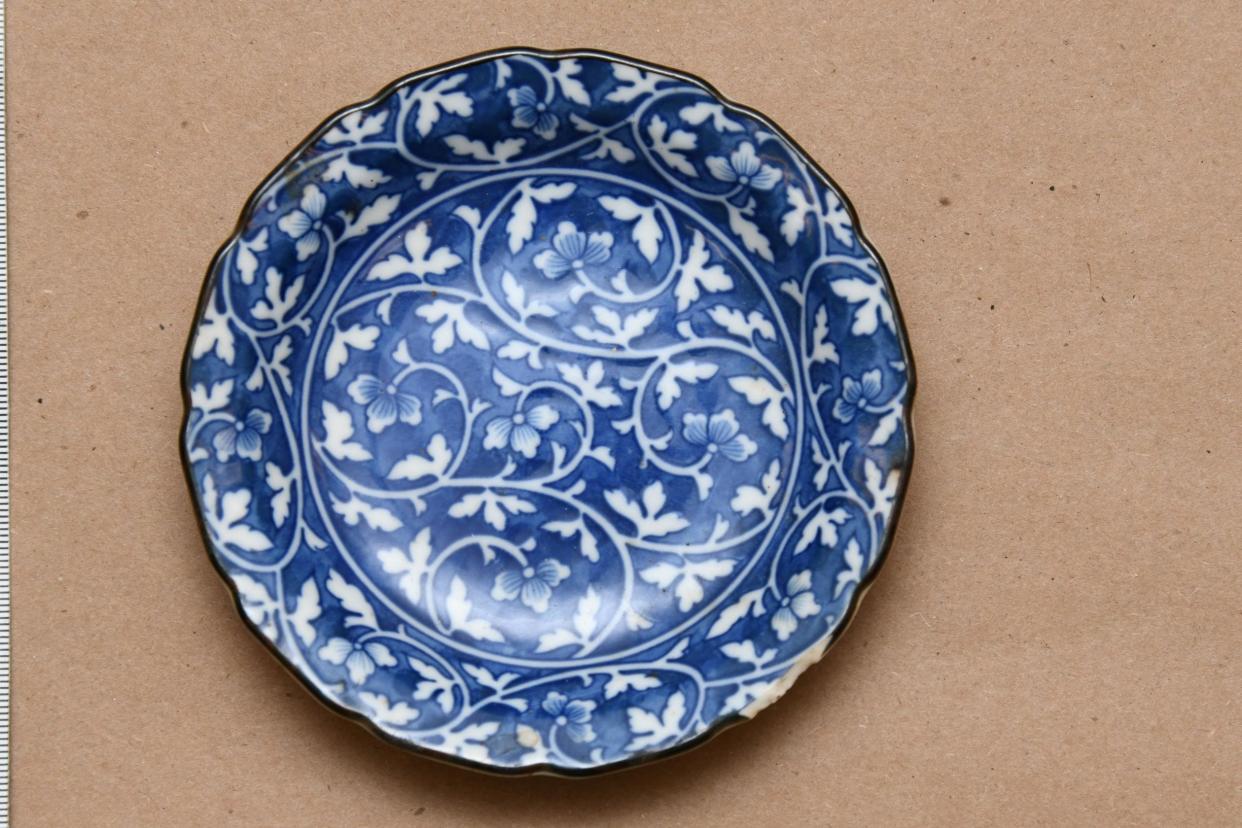 A small plate is among the looted Japan artifacts. The FBI began investigating the case in January 2023 after receiving a complaint from a family that found the items while sorting through their deceased father’s belongings. While man was a World War II veteran, he never served in the Pacific Theater.