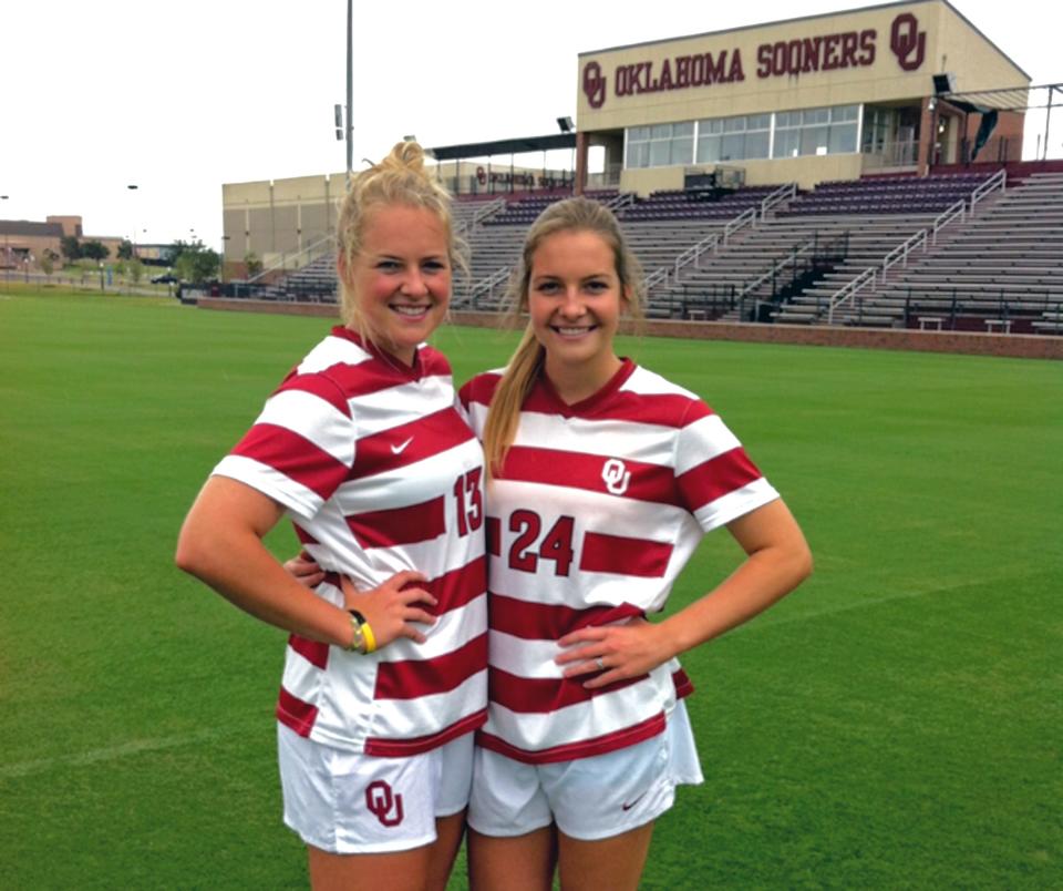 OSU quarterback Alan Bowman's sisters — Emily Zander (13) and Tori Jackson (right) — both played soccer for OU.