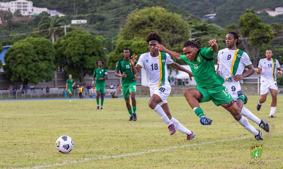 <span>The British Virgin Islands team lost to Dominica when they played in the 2023 Concacaf Nations League.</span><span>Photograph: Kelvin Titley/BVIFA</span>