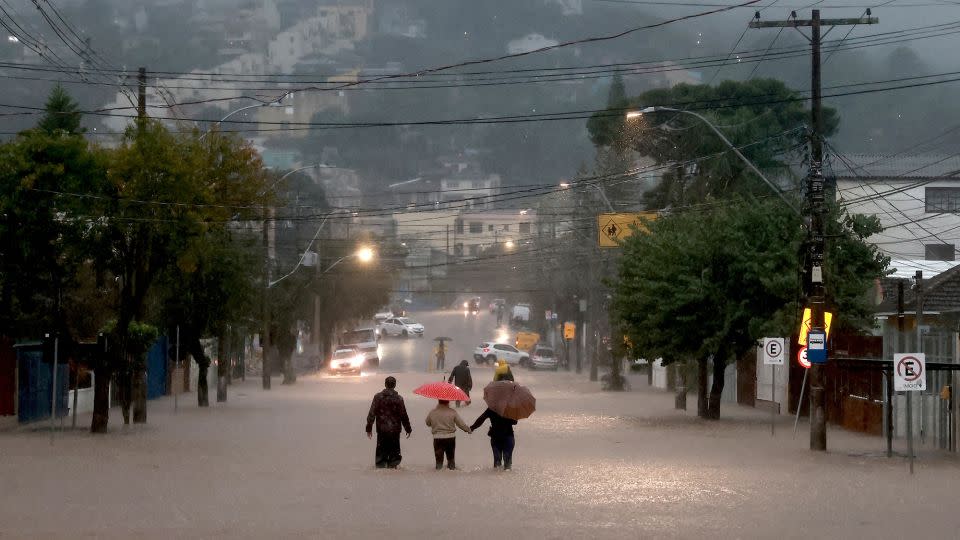 A flooded area in the Cavalhada neighborhood after heavy rains in Porto Alegre, Brazil on May 23, 2024. - Diego Vara/Reuters