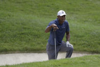 Tiger Woods looks toward the fourth hole during the second round of the Memorial golf tournament, Friday, July 17, 2020, in Dublin, Ohio. (AP Photo/Darron Cummings)