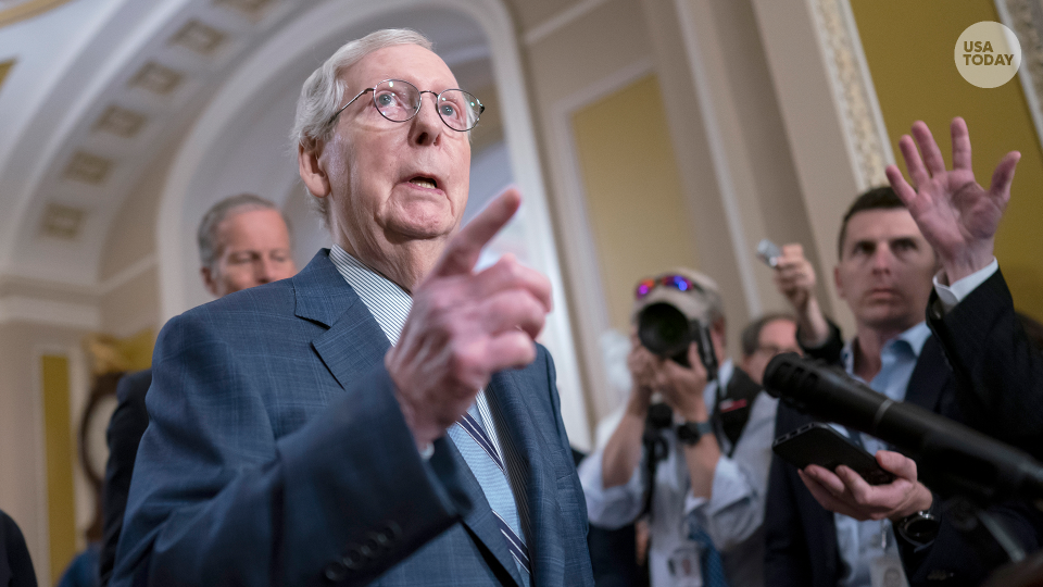 Senate Minority Leader Mitch McConnell, R-Ky.,in April after returned after a six-week absence from a fall that fractured a rib and delivered a concussion. In July, he had a momentary freeze during a press conference.