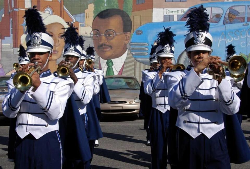 The 21st annual North Carolina Martin Luther King Jr. and Black History Month Parade begins at 12 noon Feb. 3 in Durham. In this photo, the Hillside High School marching band warms up before a previous parade. File photo/News & Observer File Photo