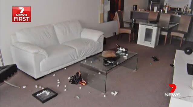 The apartment was in disarray after Ms Wright's death. Source: 7 News