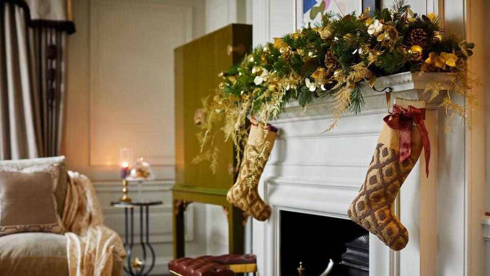 Stockings hanging in a suite at The Dorchester