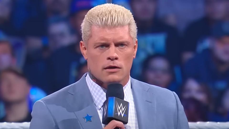  Cody Rhodes talking in the ring in WWE SmackDown. 