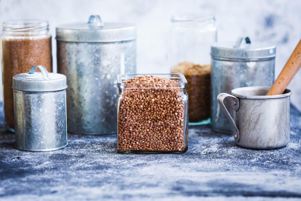 <p>Swapping out white refined carbohydrates for 100% whole grains can help you amp up the zinc, iron, and B vitamins in your diet to support healthy hair among many other <a href="https://academic.oup.com/jn/advance-article-abstract/doi/10.1093/jn/nxy112/5054990" rel="nofollow noopener" target="_blank" data-ylk="slk:benefits" class="link ">benefits</a>. Buckwheat, a whole grain, is a nutritious gluten-free seed that is filled with key antioxidants and fiber, which can help you fill up faster. Use it as a swap for oatmeal at breakfast or rice in a stir-fry, and try buckwheat-based Udon when making ramen or other noodle dishes.</p><p>And if you’ve never heard of “silica” before, it’s known to be the “beauty mineral." Silica is an abundant trace element found in the human body and is also present in whole grain foods. It may help prevent hair thinning and strengthen hair. According to <a href="https://www.ncbi.nlm.nih.gov/pmc/articles/PMC4938278/" rel="nofollow noopener" target="_blank" data-ylk="slk:one scientific review" class="link ">one scientific review</a>, silica delivers key nutrients to the hair follicles and scalp. </p><p>Check out these <a href="https://www.goodhousekeeping.com/health/diet-nutrition/a20706575/healthy-whole-grains/" rel="nofollow noopener" target="_blank" data-ylk="slk:healthy whole grain options" class="link ">healthy whole grain options</a> that have a similar nutrition profile to buckwheat.<br></p>