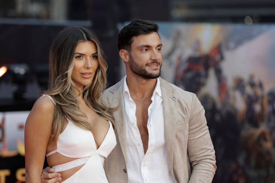 Ekin-Su and Davide attend the European Premiere of Paramount Pictures’ “Transformers: Rise of the Beasts” at Cineworld Cinemas on June 07, 2023 (Getty Images for Paramount Pictu)