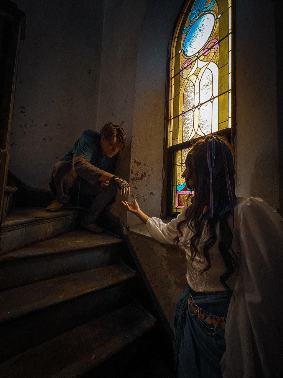 Hunter Minor as Quasimodo and Olivia Noel as Esmeralda are to appear in the Columbus Children's Theatre production of Disney's "The Hunchback of Notre Dame," which opens Friday at the Lincoln Theatre.