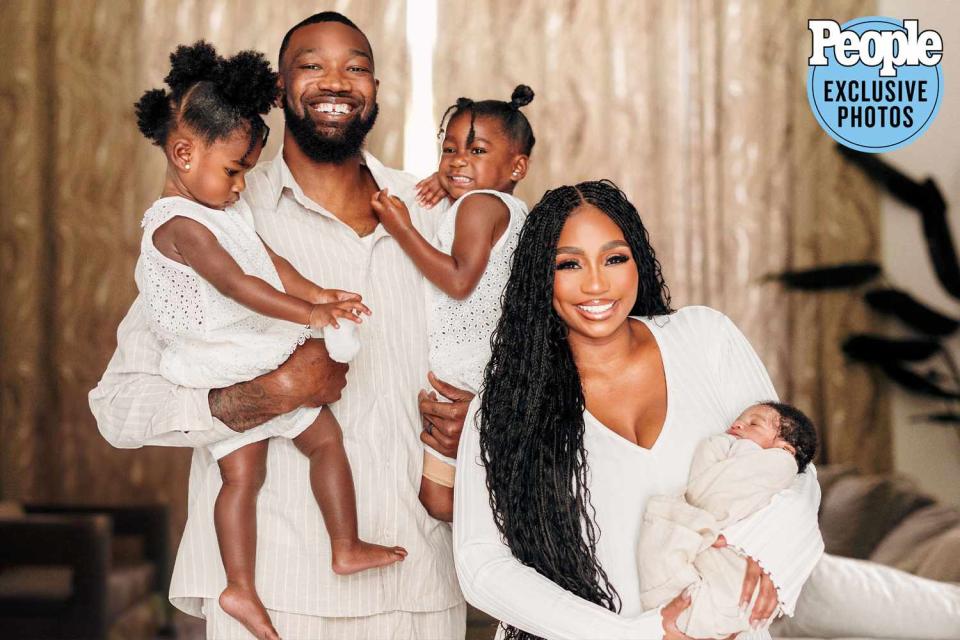 <p>Courtesy of The Jeffersons | Credit: Marrica Evans</p> JaLisa Vaughn-Jefferson and husband Cory Jefferson with their three kids
