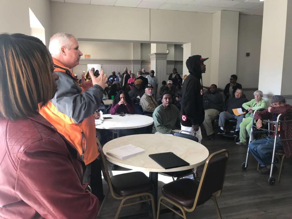 The Housing Authority of Columbus met with Ralston Towers residents Tuesday to discuss what happens next after HUD revoked federal funding for housing vouchers held at the apartments. 