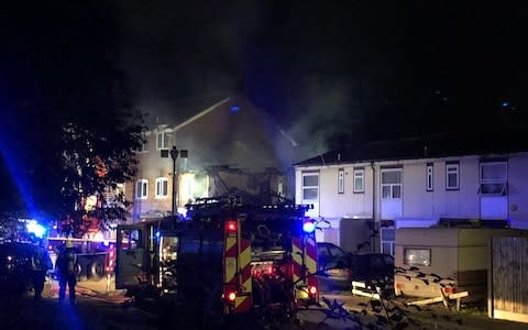 A damaged property in Fulbeck Way, Harrow, north-west London, after a suspected gas explosion - Credit: Rahman Alanezi/PA Wire