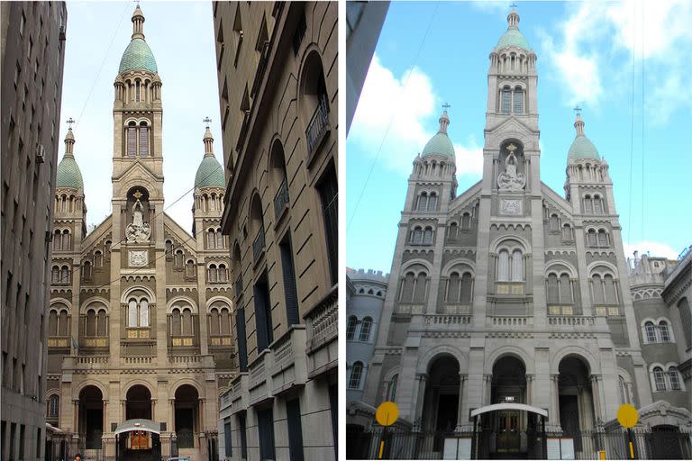 Antes y después de la Basílica del Santísimo Sacramento, considerada una de las iglesias más lujosas de la ciudad de Buenos Aires