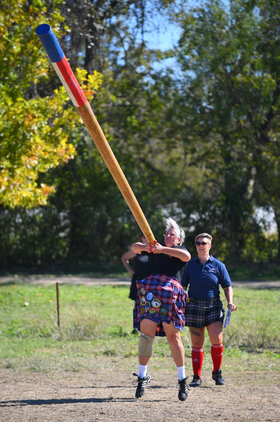 Holland's Kate Boeve tossing a Caber at the recent Masters World Championships