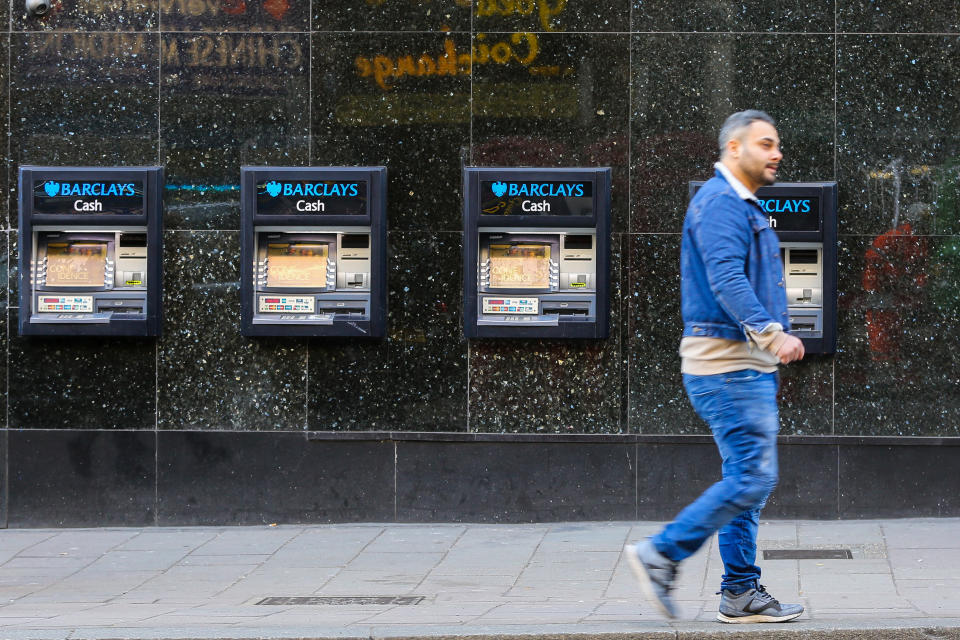 A view of a Barclays Bank ATM machines in central London. (Photo by Dinendra Haria / SOPA Images/Sipa USA)