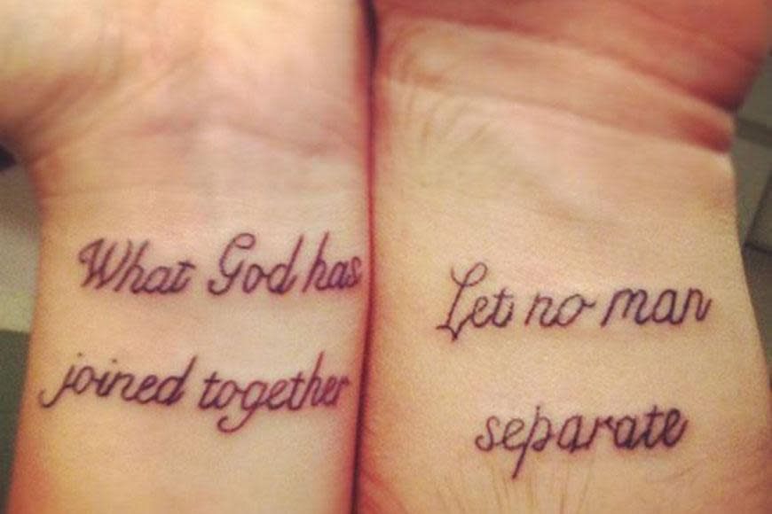 Newlyweds show their love with matching tattoos