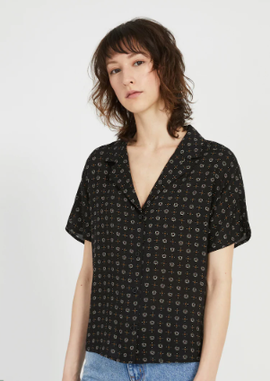 The Everyday Camp Collar Blouse in True Black