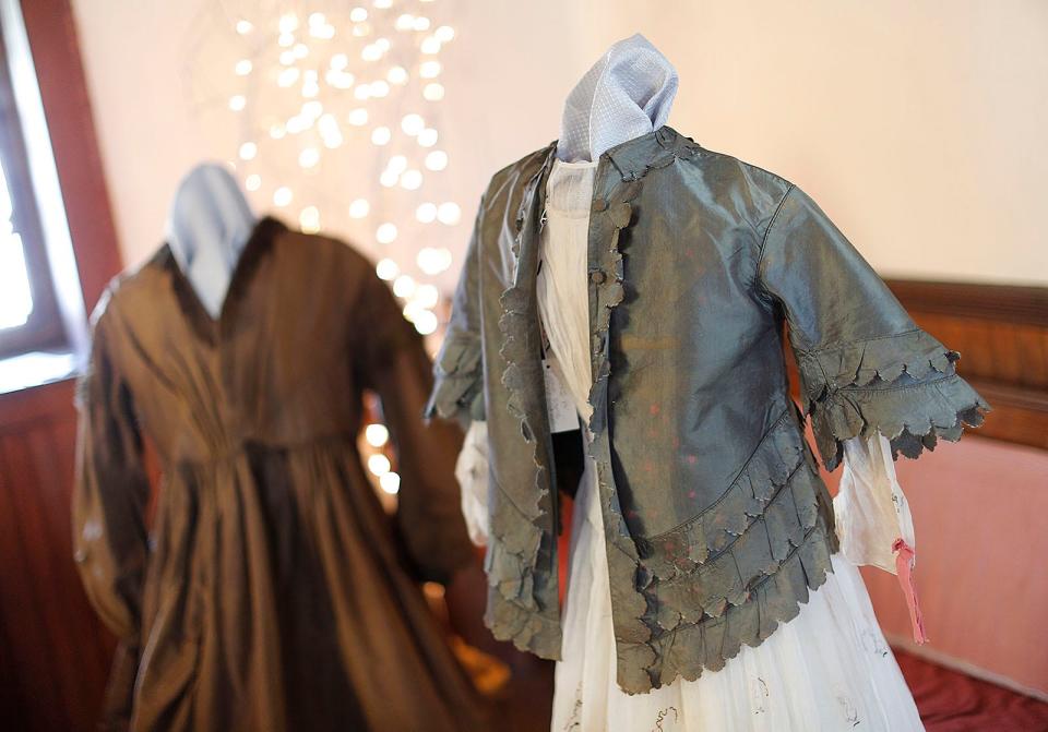 An 1852 wedding jacket made with shimmering green silk will be among the garments exhibited by the Marshfield Historical Society in June. Monday, May 16, 2022.