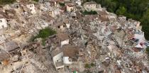 <p>A drone photo shows the damages following an earthquake in Pescara del Tronto, central Italy, Aug. 25, 2016. (REUTERS/Stefano De Nicolo) </p>