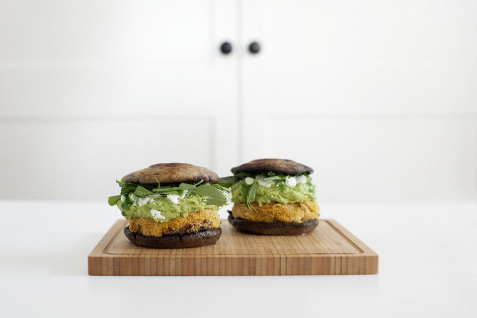 <strong>Get the <a href="https://kenkokitchen.squarespace.com/blog/2013/4/9/sweet-potato-burgers-with-edamame-guacamole">Sweet Potato Burgers With Edamame Guacamole</a> recipe from Kenko Kitchen</strong>