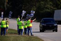 United Auto Workers (UAW) union members picket outside Ford's Kentucky truck plant