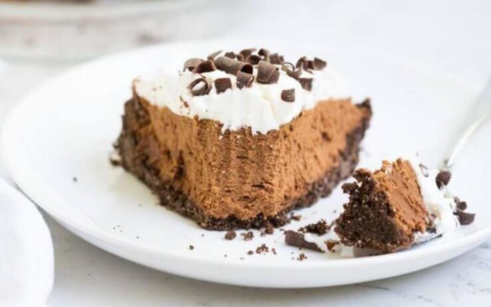 <p>I Heart Naptime</p><p>The ultimate chocolate pie.</p><p><strong>Get the recipe: </strong><a href="https://www.iheartnaptime.net/chocolate-silk-pie/" rel="nofollow noopener" target="_blank" data-ylk="slk:Chocolate Silk Pie;elm:context_link;itc:0;sec:content-canvas" class="link "><strong>Chocolate Silk Pie</strong></a></p>