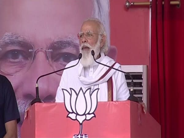 Prime Minister Narendra Modi speaking at a rally in Patna on Wednesday. Photo/ANI