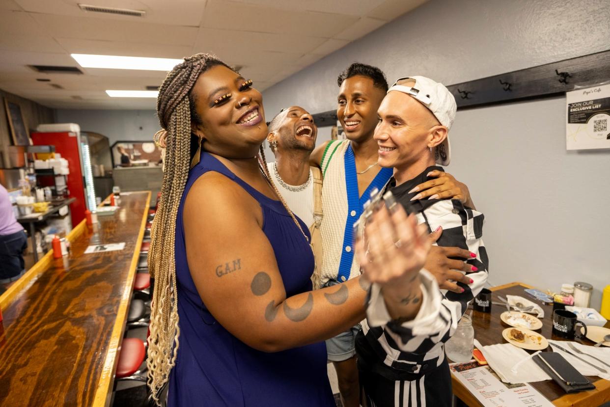 Drag performers Jaida Essence Hall, Priyanka and Sasha Velour were in Tennessee for the April 26, 2024, premiere of Season 4 of the Max show "We're Here." Maleeka of Shelbyville, left, was one of the participants.