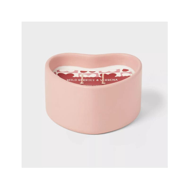 2-Wick Ceramic Heart-Shaped Candle