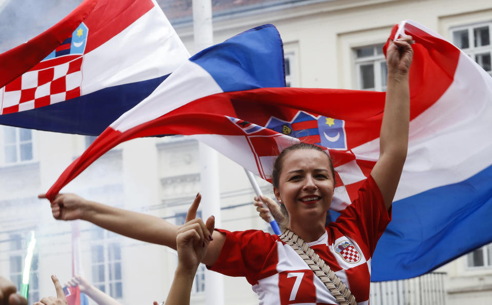 <p>Fan of Croatia national football team before the Final match on July 15, 2018 in Zagreb, Croatia. This is the first time Croatia has reached the final of the Football World Cup. (Getty Images) </p>