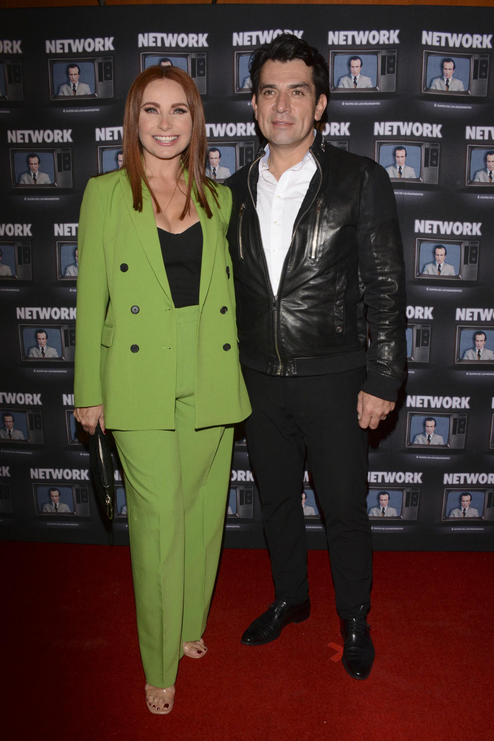 MEXICO CITY, MEXICO - APR 28, 2022:  Elizabeth Álvarez, Jorge Salinas   pose for photos during the red carpet of Network theater play premiere at Teatro de los Insurgentes. On April 28, 2022 in Mexico City, Mexico.  (Photo credit should read Jorge Gonzalez / Eyepix Group/Future Publishing via Getty Images)