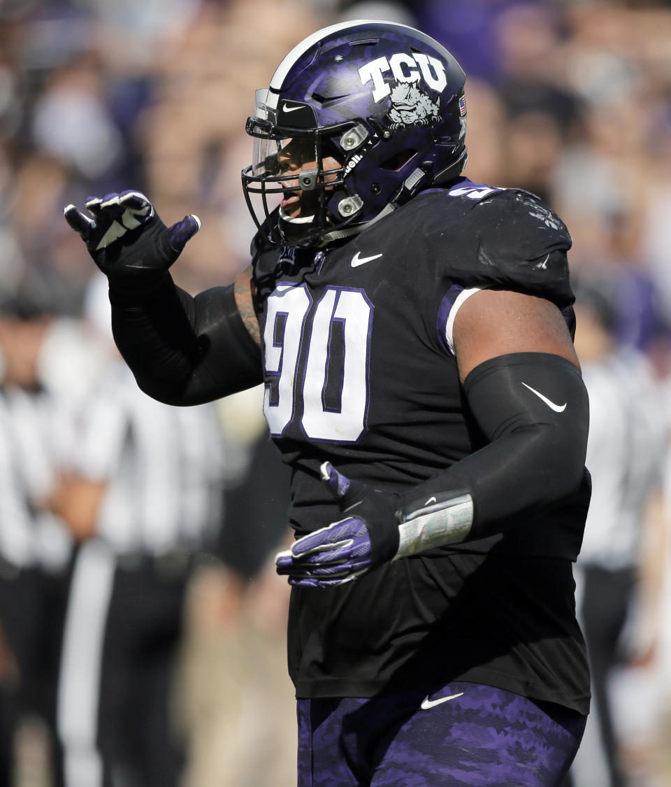 TCU defensive tackle Ross Blacklock will miss the 2018 season after suffering an Achilles injury on Tuesday in practice. (AP Photo/Brandon Wade)