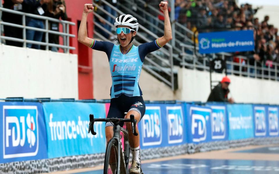 Lizzie Deignan wins inaugural edition of women's Paris-Roubaix to write her name into cycling folklore - GETTY IMAGES