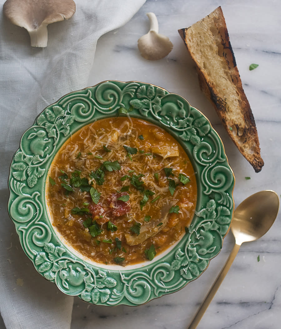 Oyster Lentil Mushroom Soup