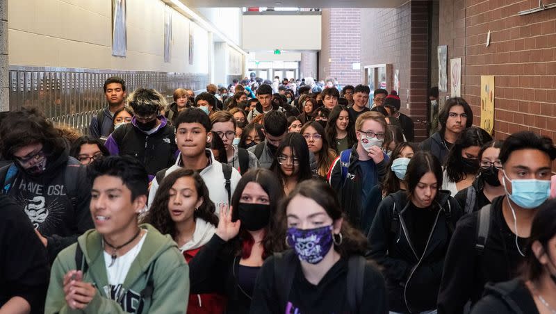 Students at Granger High School in West Valley on Oct. 26, 2021. Enrollment numbers have changed over the past few years.