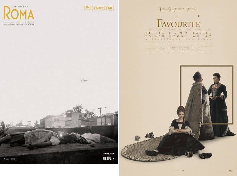 第91奧斯卡獎22日宣布入圍名單，其中羅馬(Roma)和真寵(The Favourite)最風光，都獲得10項提名。(合成圖)