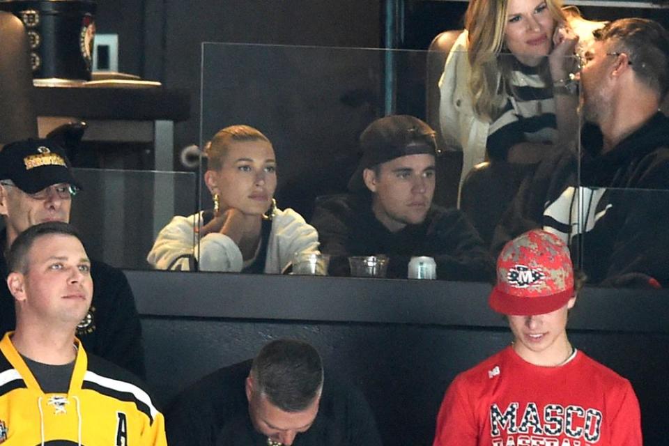 Hailey Baldwin and Justin Bieber | Steve Babineau/NHLI via Getty Images