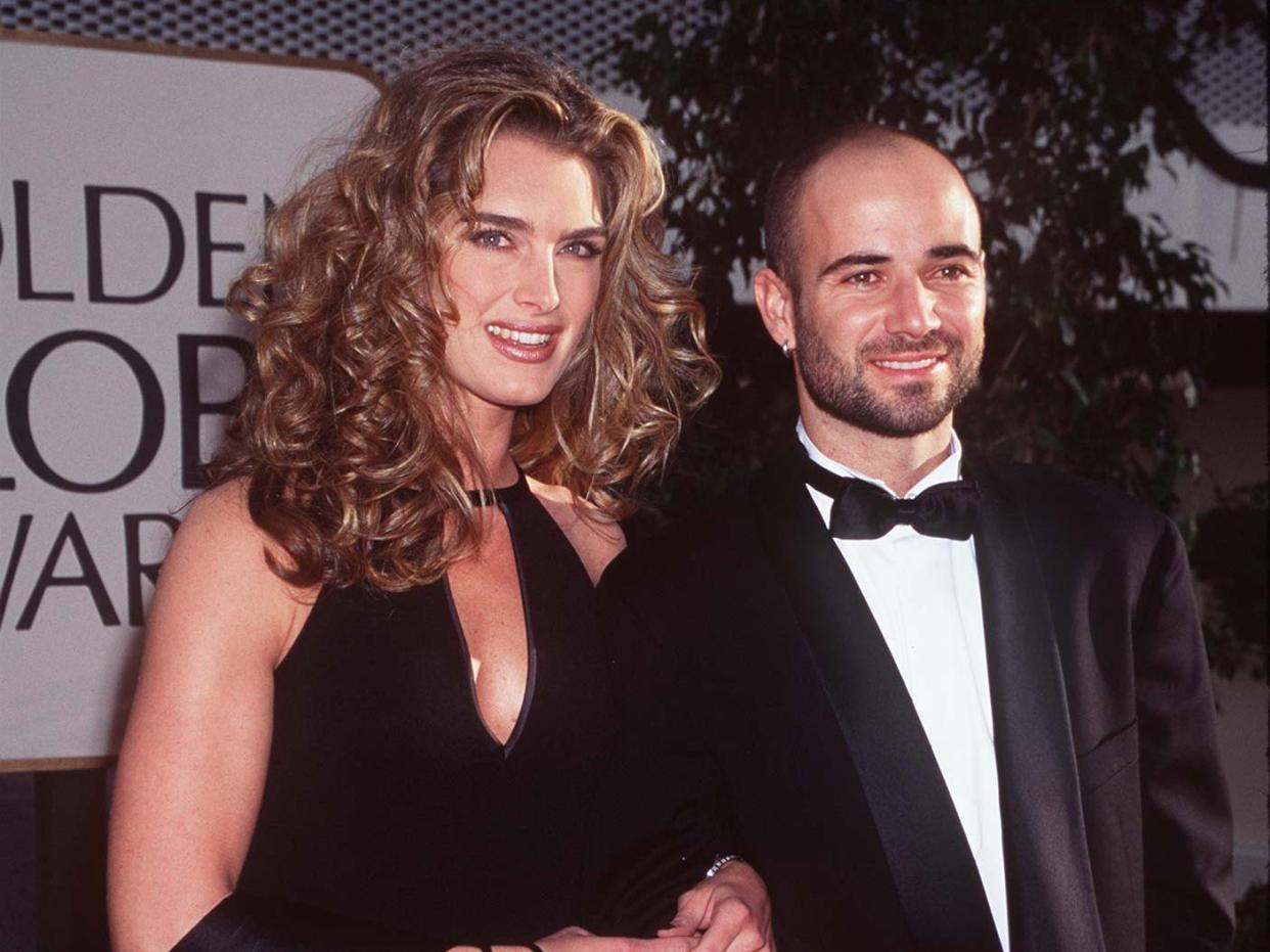 Brooke Shields and Andre Agassi during the 54th Annual Golden Globe Awards at Beverly Hilton Hotel in Beverly Hills, California, United States.