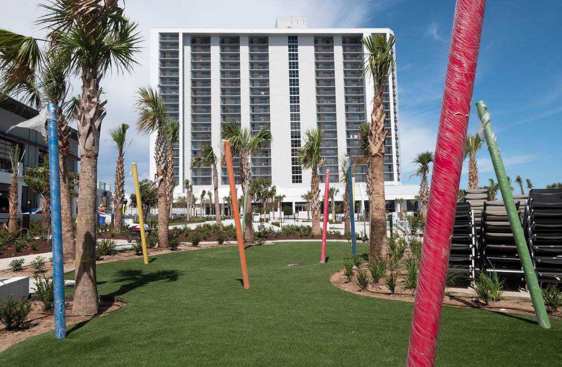 Kingston Resorts in Myrtle Beach is undergoing renovations with a new pool deck and waterpark scheduled to open by August 20, 2022 and the Black Drum Brewing restaurant to be complete later this fall. Additional facilities will include 28 cabanas, a hammock garden, day beds and a beer garden. Aug. 5, 2022.