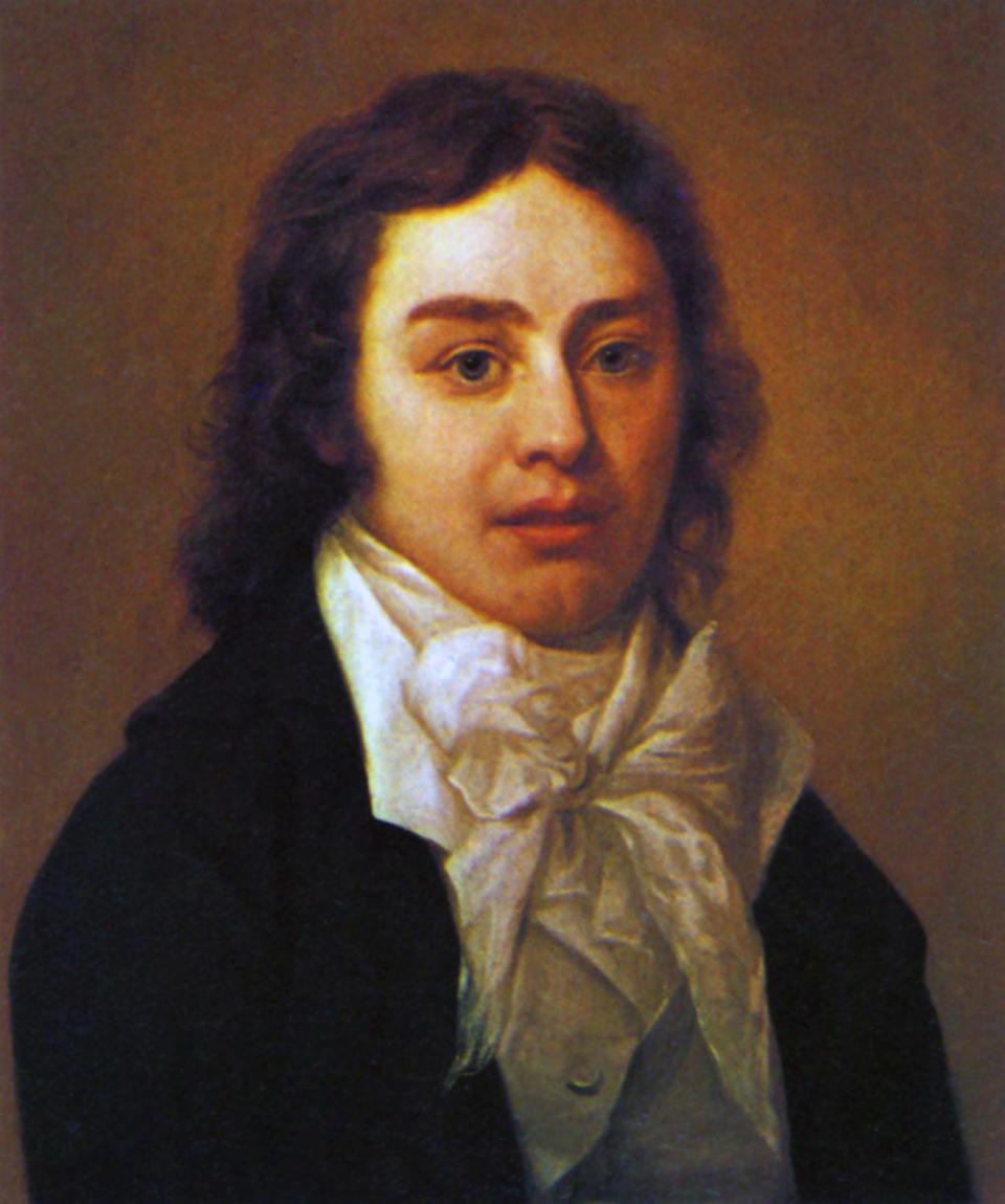 A portrait of the English philosopher and poet Samuel Taylor Coleridge (1772-1834), most famous for his poems The Rime of the Ancient Mariner and Kubla Khan. Coleridge was a member of the Lake Poets who, with his friend William Wordsworth, founded the Romantic Movement in England. He also helped introduce German idealism to English-speaking culture and was influential on American transcendentalism (via Ralph Waldo Emerson). Throughout his adult life, Coleridge suffered from crippling bouts of anxiety and depression, which he chose to treat with opium, becoming an addict in the process. He died at age 61 due to symptoms typical of prolonged opium usage. (Photo by: Pictures From History/Universal Images Group via Getty Images)