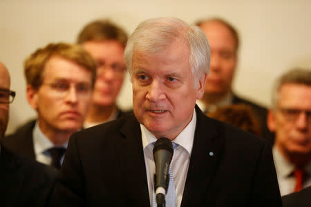 CSU (Christian Social Union) leader Horst Seehofer speaks to media after the exploratory talks about forming a new coalition government collapsed in Berlin, Germany, November 20, 2017. REUTERS/Hannibal Hanschke