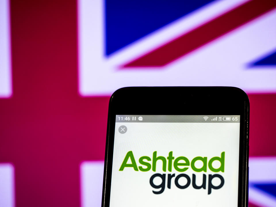UKRAINE - 2019/02/28:  In this photo illustration, the Ashtead Group plc logo seen displayed on a smartphone. (Photo Illustration by Igor Golovniov/SOPA Images/LightRocket via Getty Images)