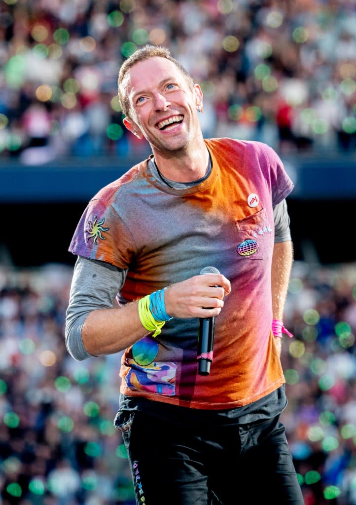 Chris Martin performs at Etihad Stadium on May 31, 2023. WireImage