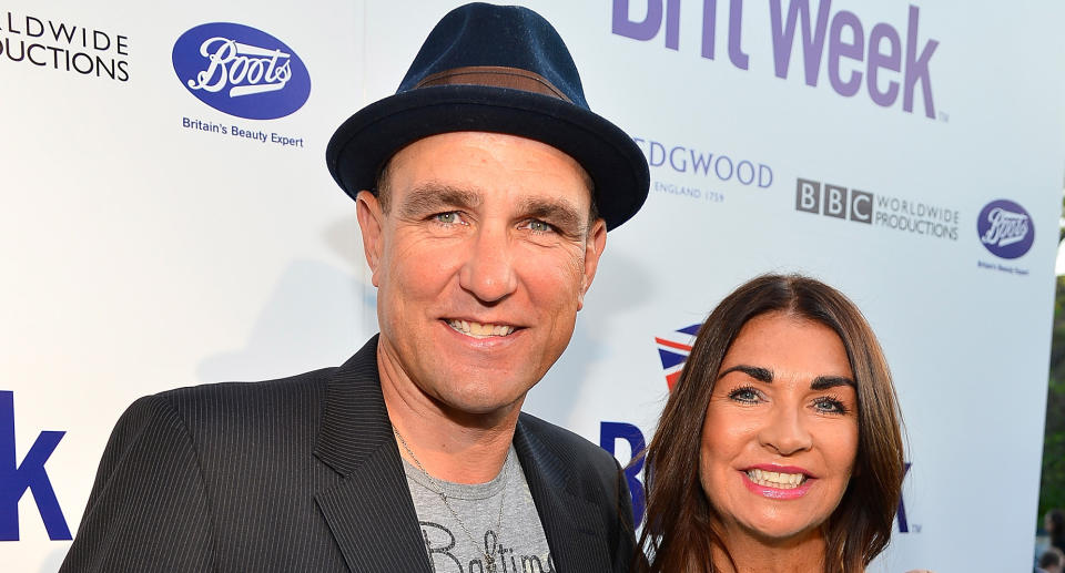 Actor Vinnie Jones (L) and Tanya Jones attend the launch of the Seventh Annual BritWeek Festival "A Salute To Old Hollywood" on April 23, 2013 in Los Angeles, California.  (Photo by Frazer Harrison/Getty Images for BritWeek)