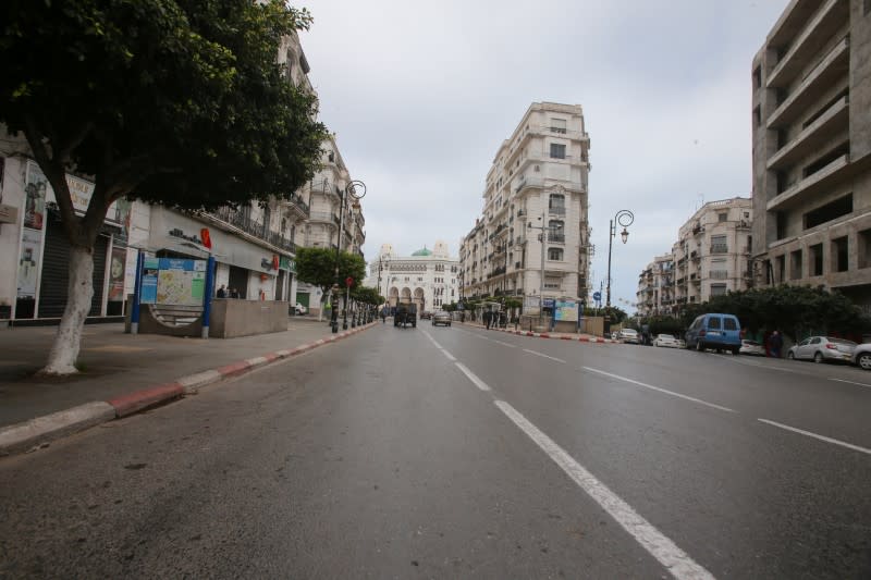 A general view shows empty streets after an anti-government protest were suspended, following the spread of the coronavirus disease (COVID-19), in Algiers