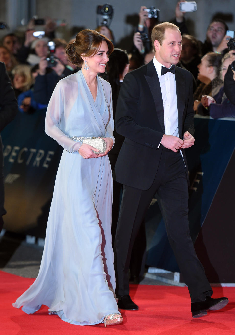 Catherine, Duchess of Cambridge, and Prince William, Duke of Cambridge, attend the Royal Film Performance of "Spectre" at the Royal Albert Hall on Oct. 26 in London.